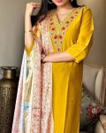 TRANDING VISCOSE CHANDERI SEQUENCE CODING EMBROIDERY WORK TOP BOTTOM WITH DUPATTA FESTIVE WEAR WHOLESALE PRICE ETHNIC GARMENT (5)