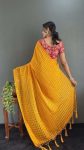 TRENDING CHIFFON KHADI PRINTED PLAIN SAREE WITH UNSTITCHED BLOUSE PARTY WEAR WHOLESALE PRICE ETHNIC GARMENT (9)