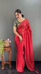 TRENDING CHIFFON KHADI PRINTED PLAIN SAREE WITH UNSTITCHED BLOUSE PARTY WEAR WHOLESALE PRICE ETHNIC GARMENT (14)
