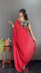 TRENDING CHIFFON KHADI PRINTED PLAIN SAREE WITH UNSTITCHED BLOUSE PARTY WEAR WHOLESALE PRICE ETHNIC GARMENT (14)