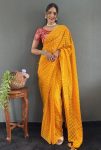 TRENDING CHIFFON KHADI PRINTED PLAIN SAREE WITH UNSTITCHED BLOUSE PARTY WEAR WHOLESALE PRICE ETHNIC GARMENT (9)