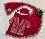 TRENDING CHINON EMBROIDERY BORDER WORK ONE MINUTE SAREE STITCHED BLOUSE WITH KOTI PARTY WEAR WHOLESALE PRICE ETHNIC GARMENT (6)
