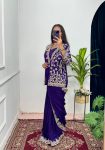 TRENDING CHINON EMBROIDERY BORDER WORK ONE MINUTE SAREE STITCHED BLOUSE WITH KOTI PARTY WEAR WHOLESALE PRICE ETHNIC GARMENT (3)