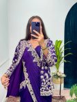 TRENDING CHINON EMBROIDERY BORDER WORK ONE MINUTE SAREE STITCHED BLOUSE WITH KOTI PARTY WEAR WHOLESALE PRICE ETHNIC GARMENT (3)