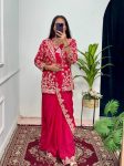 TRENDING CHINON EMBROIDERY BORDER WORK ONE MINUTE SAREE STITCHED BLOUSE WITH KOTI PARTY WEAR WHOLESALE PRICE ETHNIC GARMENT (6)