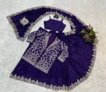 TRENDING CHINON EMBROIDERY BORDER WORK ONE MINUTE SAREE STITCHED BLOUSE WITH KOTI PARTY WEAR WHOLESALE PRICE ETHNIC GARMENT (3)