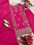 TRENDING CHINON SEQUENCE EMBROIDERY WORK TOP BOTTOM WITH DUPATTA PARTY WEAR WHOLESALE PRICE ETHNIC GARMENT (3)