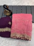 TRENDING CHRUNCHY CRUSH EMBROIDERY SEQUENCE ZARI WORK SAREE WITH UNSTITCHED BLOUSE PARTY WEAR WHOLESALE PRICE ETHNIC GARMENT (11)