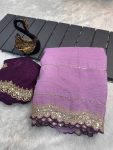 TRENDING CHRUNCHY CRUSH EMBROIDERY SEQUENCE ZARI WORK SAREE WITH UNSTITCHED BLOUSE PARTY WEAR WHOLESALE PRICE ETHNIC GARMENT (17)