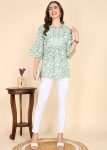 TRENDING COTTON PRINTED EMBROIDERY WORK ONLY SHORT KURTI PISTA
