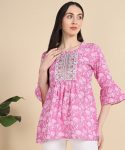 TRENDING COTTON PRINTED EMBROIDERY WORK ONLY SHORT KURTI PARTY WEAR WHOLESALE PRICE ETHNIC GARMENT (27)