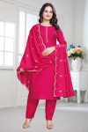 TRENDING COTTON SILK HAND EMBROIDERY WITH MOTI LACE WORK TOP BOTTOM WITH DUPATTA FESTIVE WEAR WHOLESALE PRICE ETHNIC GARMENT (10)