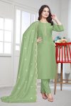 TRENDING COTTON SILK HAND EMBROIDERY WITH MOTI LACE WORK TOP BOTTOM WITH DUPATTA PISTA
