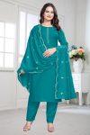 TRENDING COTTON SILK HAND EMBROIDERY WITH MOTI LACE WORK TOP BOTTOM WITH DUPATTA RAMA