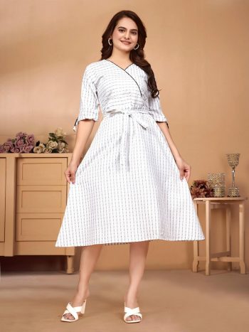 TRENDING COTTON WEAVING WORK ONLY ONE PIECE WHITE