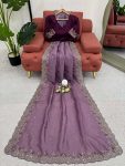 TRENDING CRUNCHY SILK EMBROIDREY SEQUENCE WORK SAREE WITH UNSTITCHED BLOUSE FESTIVE WEAR WHOLESALE PRICE ETHNIC GARMENT (3)
