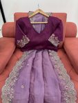 TRENDING CRUNCHY SILK EMBROIDREY SEQUENCE WORK SAREE WITH UNSTITCHED BLOUSE FESTIVE WEAR WHOLESALE PRICE ETHNIC GARMENT (3)