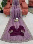 TRENDING CRUNCHY SILK EMBROIDREY SEQUENCE WORK SAREE WITH UNSTITCHED BLOUSE FESTIVE WEAR WHOLESALE PRICE ETHNIC GARMENT (3)