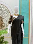 TRENDING FANDY SILK PLAIN SAREE WITH SEQUENCE EMBROIDERY WORK STITCHED BLOUSE PARTY WEAR WHOLESALE PRICE ETHNIC GARMENT (3)