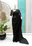 TRENDING FANDY SILK PLAIN SAREE WITH SEQUENCE EMBROIDERY WORK STITCHED BLOUSE PARTY WEAR WHOLESALE PRICE ETHNIC GARMENT (3)