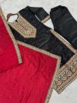 TRENDING FENDY SILK EMBROIDERY CODING SEQUENCE WORK TOP BOTTOM WITH DUPATTA PARTY WEAR WHOLESALE PRICE ETHNIC GARMENT (10)