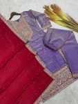 TRENDING FENDY SILK EMBROIDERY CODING SEQUENCE WORK TOP BOTTOM WITH DUPATTA PARTY WEAR WHOLESALE PRICE ETHNIC GARMENT (3)