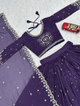 TRENDING GEORGETTE EMBROIDERY SEQUENCE WORK LEHENGA CHOLI WITH DUPATTA FESTIVE WEAR WHOLESALE PRICE ETHNIC GARMENT (2)