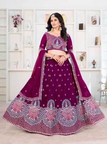 TRENDING GEORGETTE EMBROIDERY SEQUENCE WORK LEHENGA CHOLI WITH DUPATTA WINE