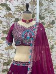 TRENDING GEORGETTE EMBROIDERY SEQUENCE WORK LEHENGA CHOLI WITH DUPATTA PARTY WEAR WHOLESALE PRICE ETHNIC GARMENT (6)