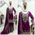 TRENDING GEORGETTE EMBROIDERY SEQUENCE WORK TOP SHARARA WITH DUPATTA PARTY WEAR WHOLESALE PRICE ETHNIC GARMENT (4)