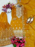 TRENDING GEORGETTE EMBROIDERY SEQUENCE WORK TOP SHARARA WITH DUPATTA PARTY WEAR WHOLESALE PRICE ETHNIC GARMENT (6)