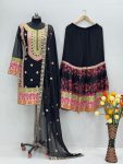 TRENDING GEORGETTE EMBROIDERY SEQUENCE WORK TOP SHARARA WITH DUPATTA PARTY WEAR WHOLESALE PRICE ETHNIC GARMENT (4)