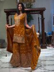 TRENDING GEORGETTE EMBROIDERY SEQUENCE WORK TOP SHARARA WITH DUPATTA PARTY WEAR WHOLESALE PRICE ETHNIC GARMENT (6)