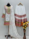 TRENDING GEORGETTE EMBROIDERY SEQUENCE WORK TOP SHARARA WITH DUPATTA PARTY WEAR WHOLESALE PRICE ETHNIC GARMENT (6)