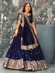 TRENDING GEORGETTE EMBROIDERY THREAD WORK LEHENGA CHOLI WITH DUPATTA BLUE