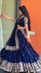 TRENDING GEORGETTE EMBROIDERY THREAD WORK LEHENGA CHOLI WITH DUPATTA PARTY WEAR WHOLESALE PRICE ETHNIC GARMENT (4)