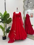 TRENDING GEORGETTE HANDWORK DIAMOND WORK GOWN BOTTOM WITH DUPATTA PARTY WEAR WHOLESALE PRICE ETHNIC GARMENT (4)