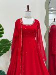 TRENDING GEORGETTE HANDWORK DIAMOND WORK GOWN BOTTOM WITH DUPATTA PARTY WEAR WHOLESALE PRICE ETHNIC GARMENT (4)