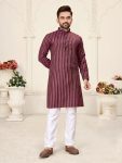 TRENDING LINEN COTTON JACQUARD WORK MEN’S KURTA WITH PAYJAMA PARTY WEAR WHOLESALE PRICE ETHNIC GARMENT (3)