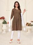 TRENDING LINEN COTTON JACQUARD WORK TOP BOTTOM WITH DUPATTA BROWN