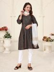 TRENDING LINEN COTTON JACQUARD WORK TOP BOTTOM WITH DUPATTA BLACK