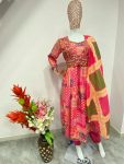 TRENDING MUSLIN PRINTED EMBROIDERY LACE WORK GOWN BOTTOM WITH DUPATTA PARTY WEAR WHOLESALE PRICE ETHNIC GARMENT (16)