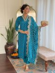 TRENDING MUSLIN PRINTED EMBROIDERY WORK TOP BOTTOM WITH DUPATTA SKY