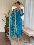 TRENDING MUSLIN PRINTED EMBROIDERY WORK TOP BOTTOM WITH DUPATTA PARTY WEAR WHOLESALE PRICE ETHNIC GARMENT (35)
