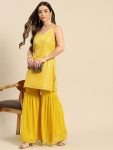 TRENDING POLYSTER KNITTET WEAVING MOTIF PRINTED KURTI WITH SHARARA PARTY WEAR WHOLESALE PRICE ETHNIC GARMENT (5)