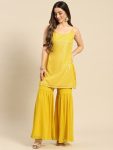 TRENDING POLYSTER KNITTET WEAVING MOTIF PRINTED KURTI WITH SHARARA PARTY WEAR WHOLESALE PRICE ETHNIC GARMENT (5)