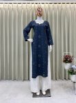 TRENDING RAYON EMBROIDERY FOIL THREAD WORK KURTI PALAZZO SET GREY