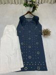 TRENDING RAYON EMBROIDERY FOIL THREAD WORK KURTI PALAZZO SET PARTY WEAR WHOLESALE PRICE ETHNIC GARMENT (6)