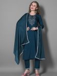 TRENDING SILK BLEND EMBROIDERY WORK TOP BOTTOM WITH DUPATTA RAMA