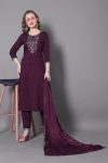 TRENDING SILK BLEND EMBROIDERY WORK TOP BOTTOM WITH DUPATTA PARTY WEAR WHOLESALE PRICE ETHNIC GARMENT (3)